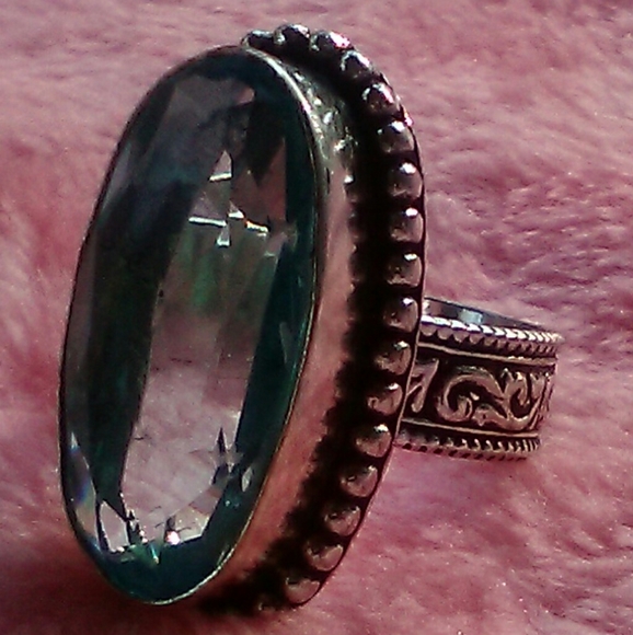 Stunning Aqua Marine Size 8 Statement Ring - Picture 8 of 8